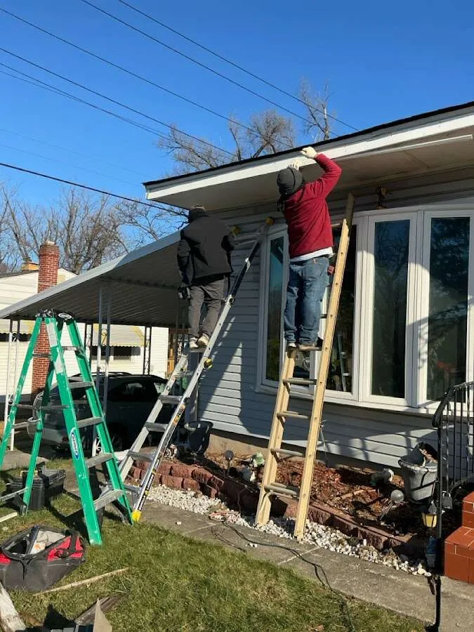 Restoration crew performing exterior repair in Crawfordsville